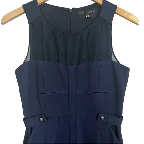 Cynthia Steffe Sleeveless Navy Blue Nautical Dress Women’s Size 2 - Picture 2 of 15